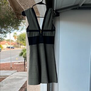 Bebe Black and Dark Green Backless Dress
